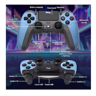 Foto 3 | Control Inalámbrico Belug Mando Compatible Con Para Play Station 4 Azul Negro