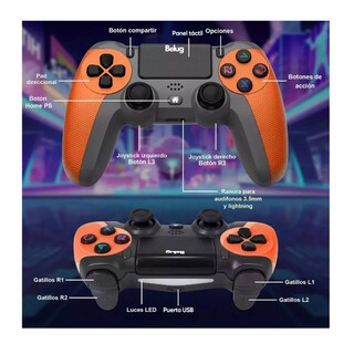 Foto 3 | Control Inalámbrico Belug Mando Compatible Con Para Play Station 4 Naranja Negro