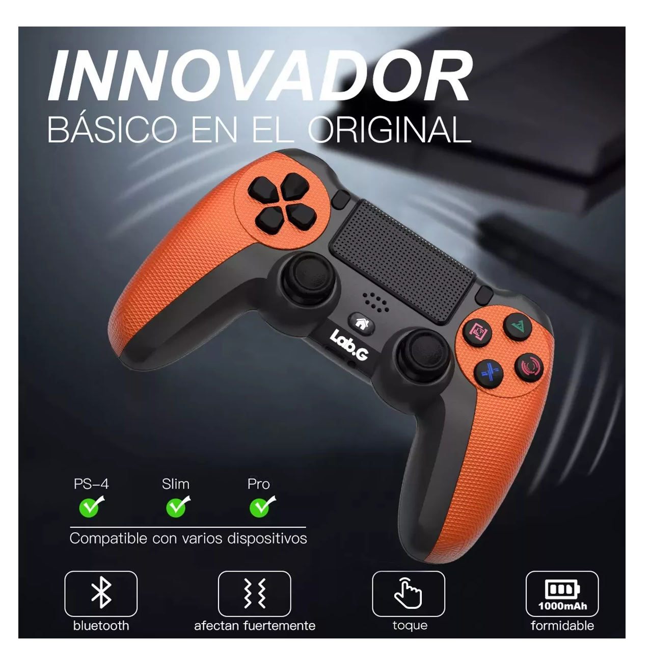 Foto 3 pulgar | Control Inalámbrico Lab.g Mando Compatible Con Para Play Station 4 Naranja Negro