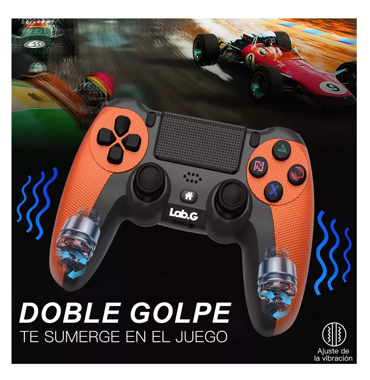 Foto 5 pulgar | Control Inalámbrico Lab.g Mando Compatible Con Para Play Station 4 Naranja Negro