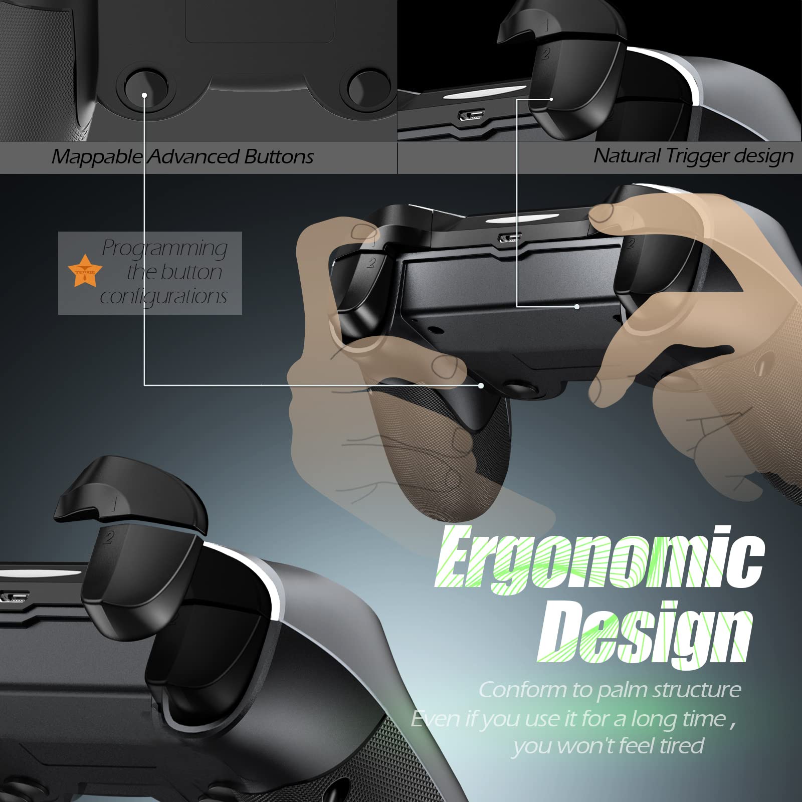 Foto 8 pulgar | Controlador De Juegos Terios Pro Wireless Para Ps4 Pro/slim, Pc - Venta Internacional.