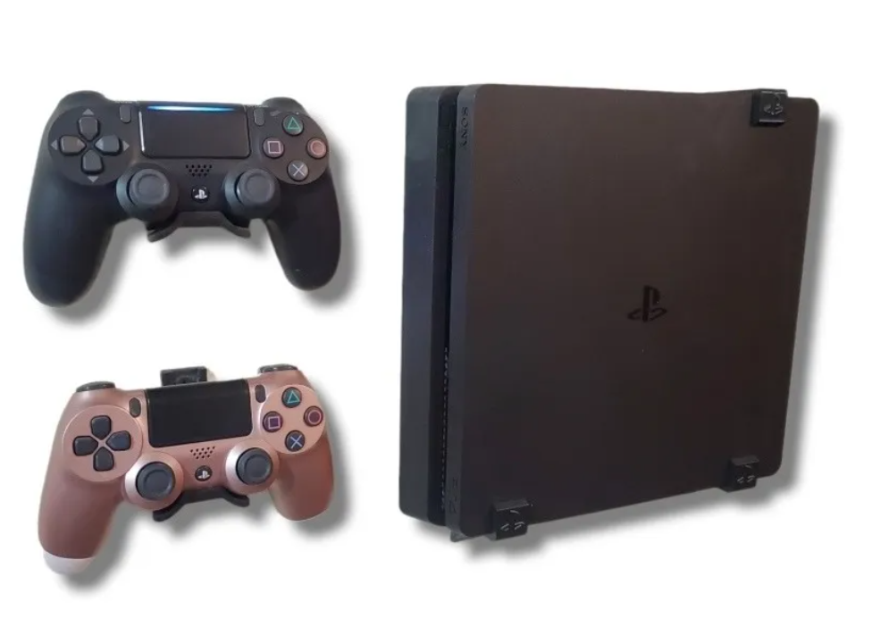 Foto 6 pulgar | Base Soporte Consola Ps4 Slim De Pared + 2 Bases Control Ps4