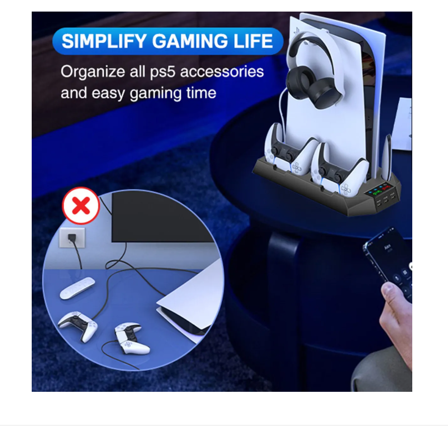 Foto 2 | Soporte De Cargador Cooler Controller Para Ps5/ps5 Slim
