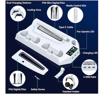 Foto 4 | Soporte De Cargador Cooler Controller Para Ps5/ps5 Slim