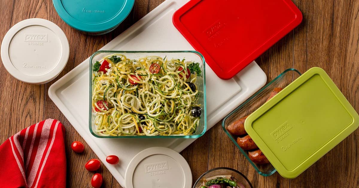 Foto 2 | Recipiente De Almacenamiento De Alimentos Pyrex De 3 Tazas Rectangular Con Tapa, Rojo - Venta Internacional.