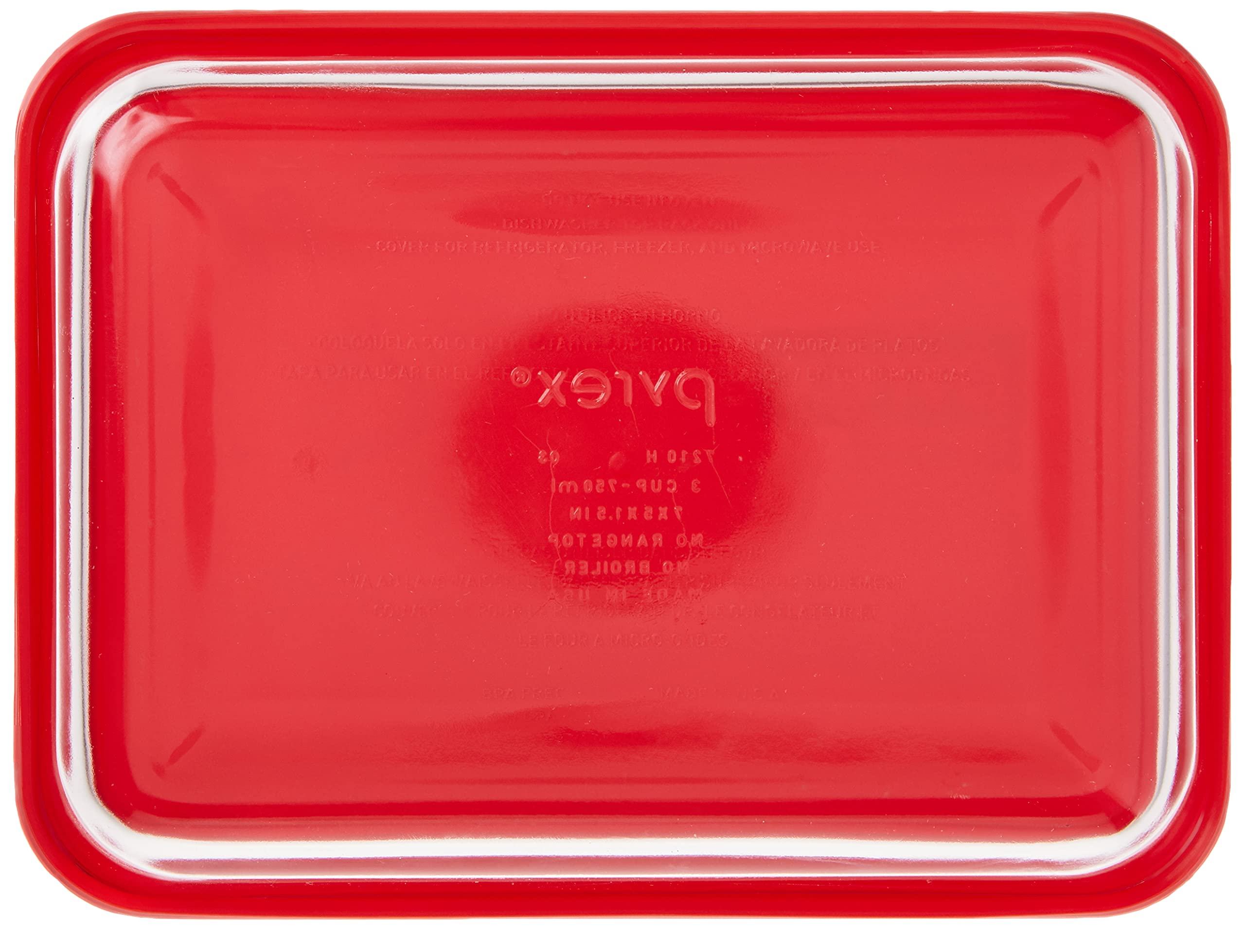 Foto 4 | Recipiente De Almacenamiento De Alimentos Pyrex De 3 Tazas Rectangular Con Tapa, Rojo - Venta Internacional.