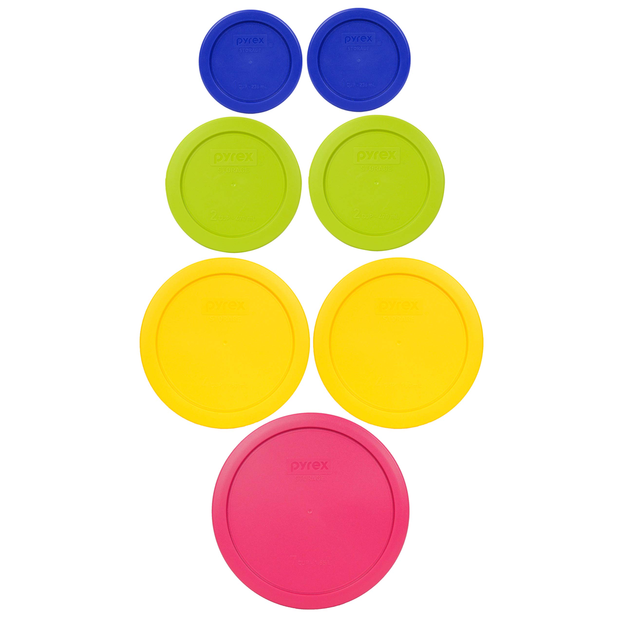 Foto 1 | Juego De Tapas De Plástico Pyrex Para Almacenar Alimentos (azul Cobalto, Verde, Amarillo, Rosa) - Venta Internacional.