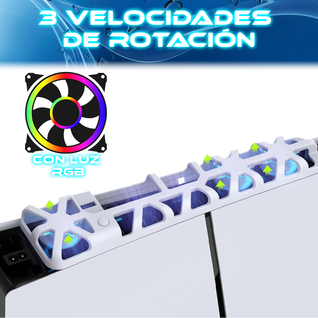 Foto 4 pulgar | Base Ventilador Rgb Para Consola Ps5 Estándar Y Ps5 Digital 3 Ventiladores De Refrigeración Vertical rgb 