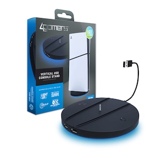 Foto 1 | Soporte Vertical 4gamers Para Ps5 Slim - 2 Puertos Usb - Luces Rgb - Compatible Con Ediciones Digital Y Disco - Negro