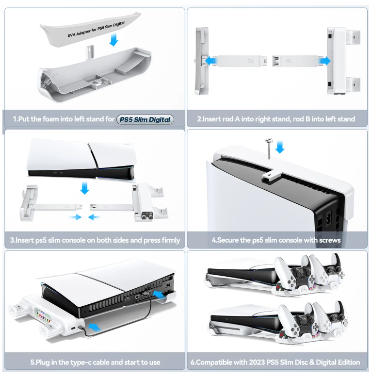 Foto 5 | Soporte Horizontal De Cargador Enfriador Para Ps5 Slim