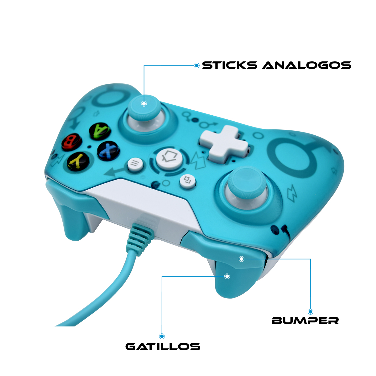 Foto 4 | Control Alámbrico Virtual Zone VZ-ONE-CAT color Azul Compatible con Xbox One
