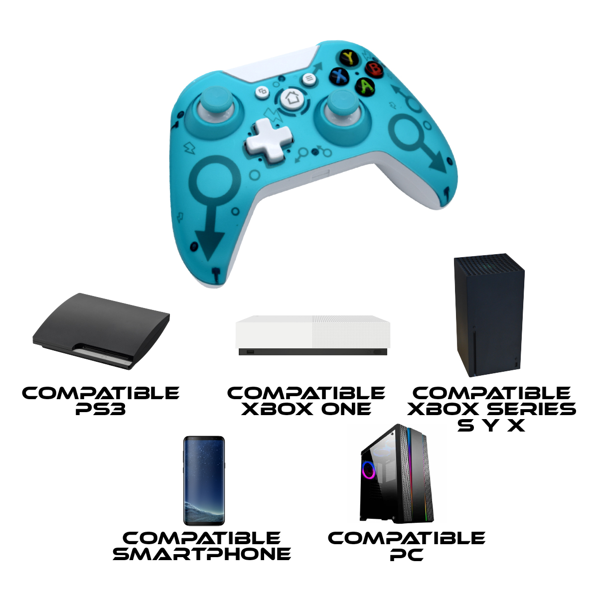 Foto 7 pulgar | Control Inalámbrico Recargable Virtual Zone VZ-ONE-CIT color Azul Compatible con Xbox One