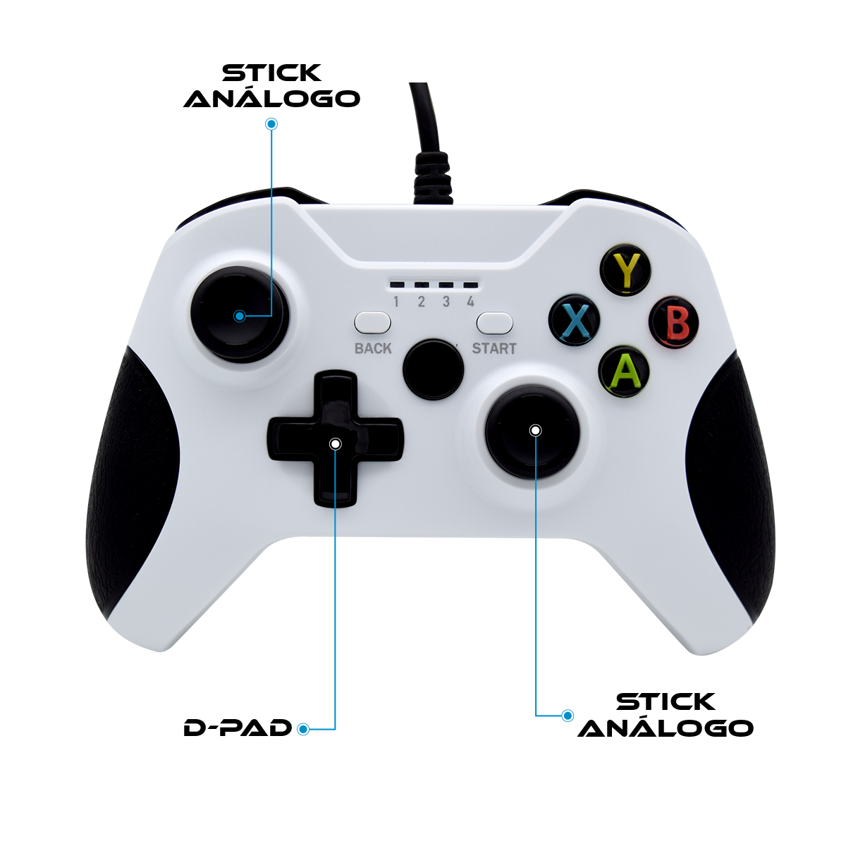 Foto 5 pulgar | Control Alambrico Blanco Compatible Con Xbox One