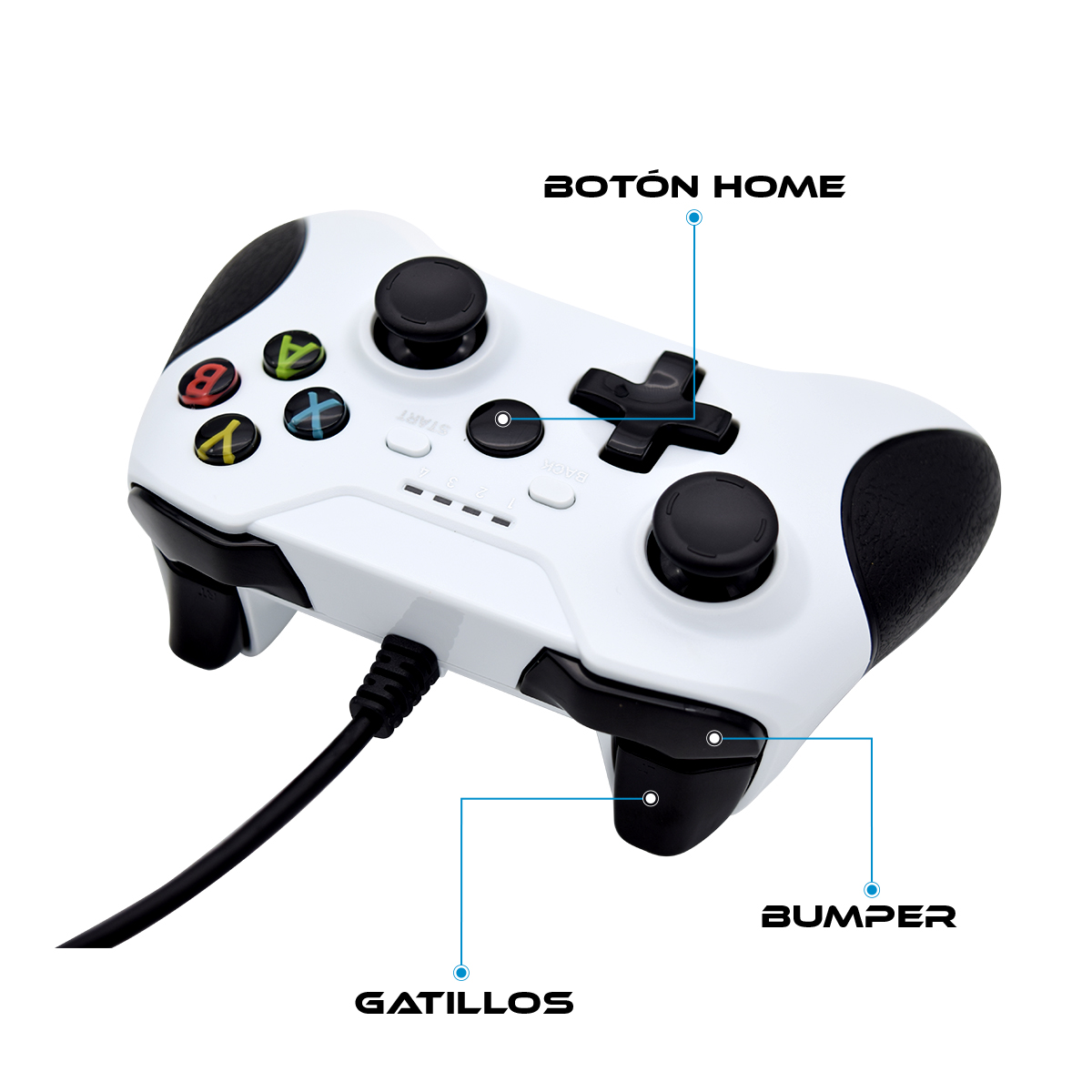 Foto 7 pulgar | Control Alambrico Blanco Compatible Con Xbox One