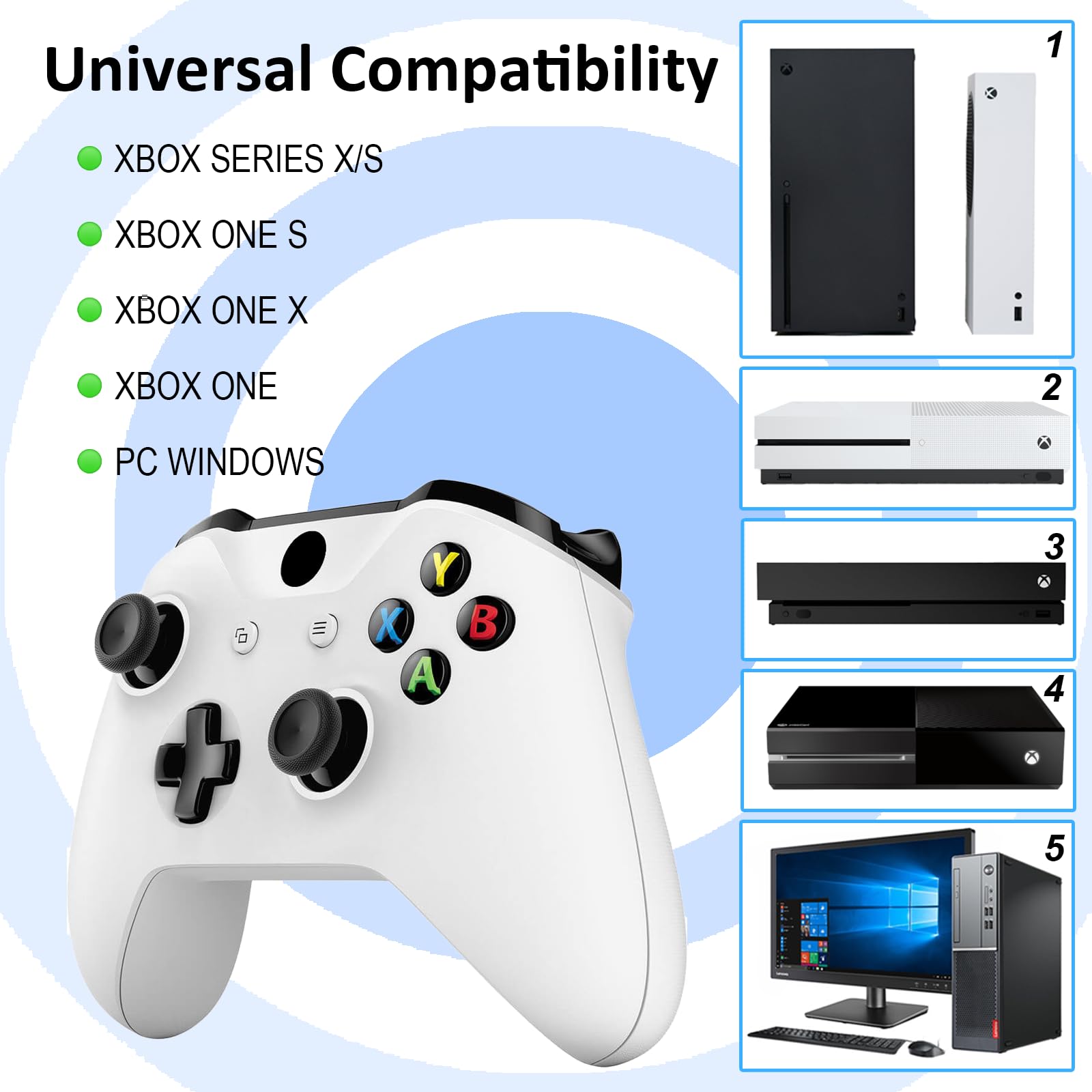 Foto 3 pulgar | Controlador Xbox One, Xbox Series X/s, Xbox One X/s, Pc Blanco - Venta Internacional.