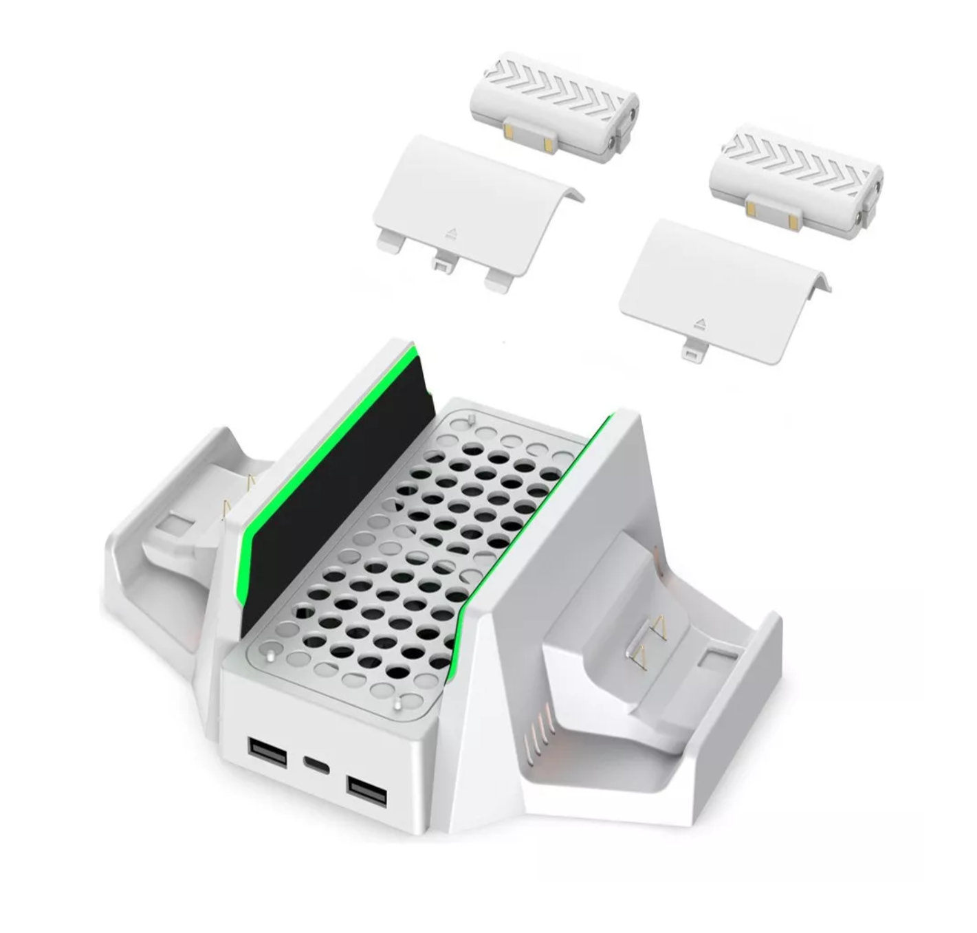 Base de Ventilador Lab.G Blanca para Xbox Series S con 2 Baterías Recargables