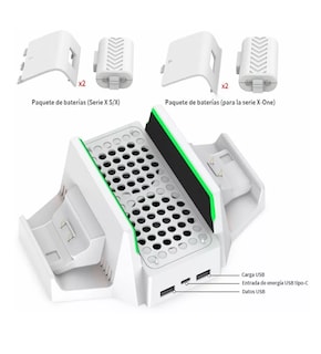 Foto 4 | Base de Ventilador Lab.G Blanca para Xbox Series S con 2 Baterías Recargables