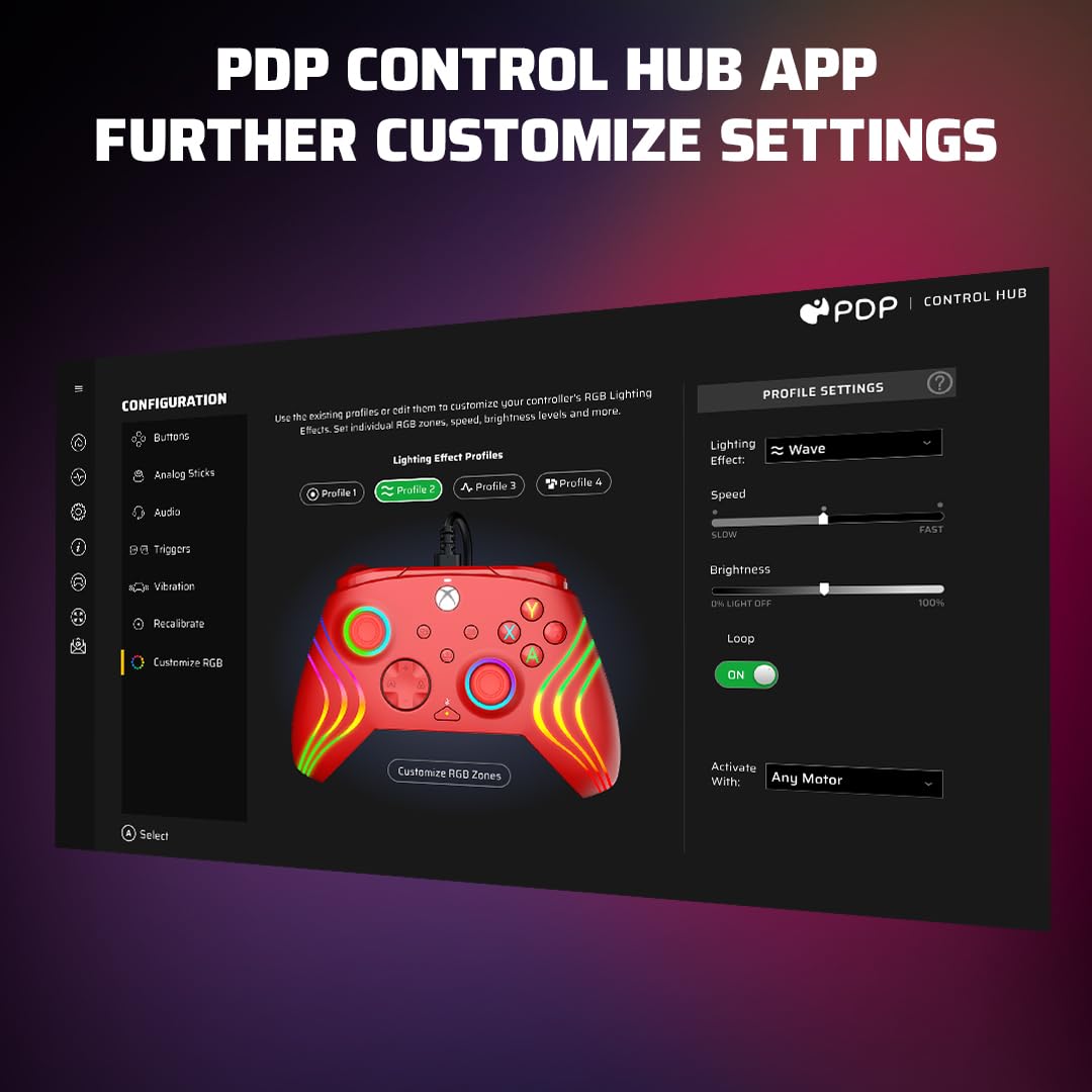 Foto 4 pulgar | Controlador Pdp Gaming Afterglow Wave Con Cable Para Xbox Series X|s, Rojo - Venta Internacional.