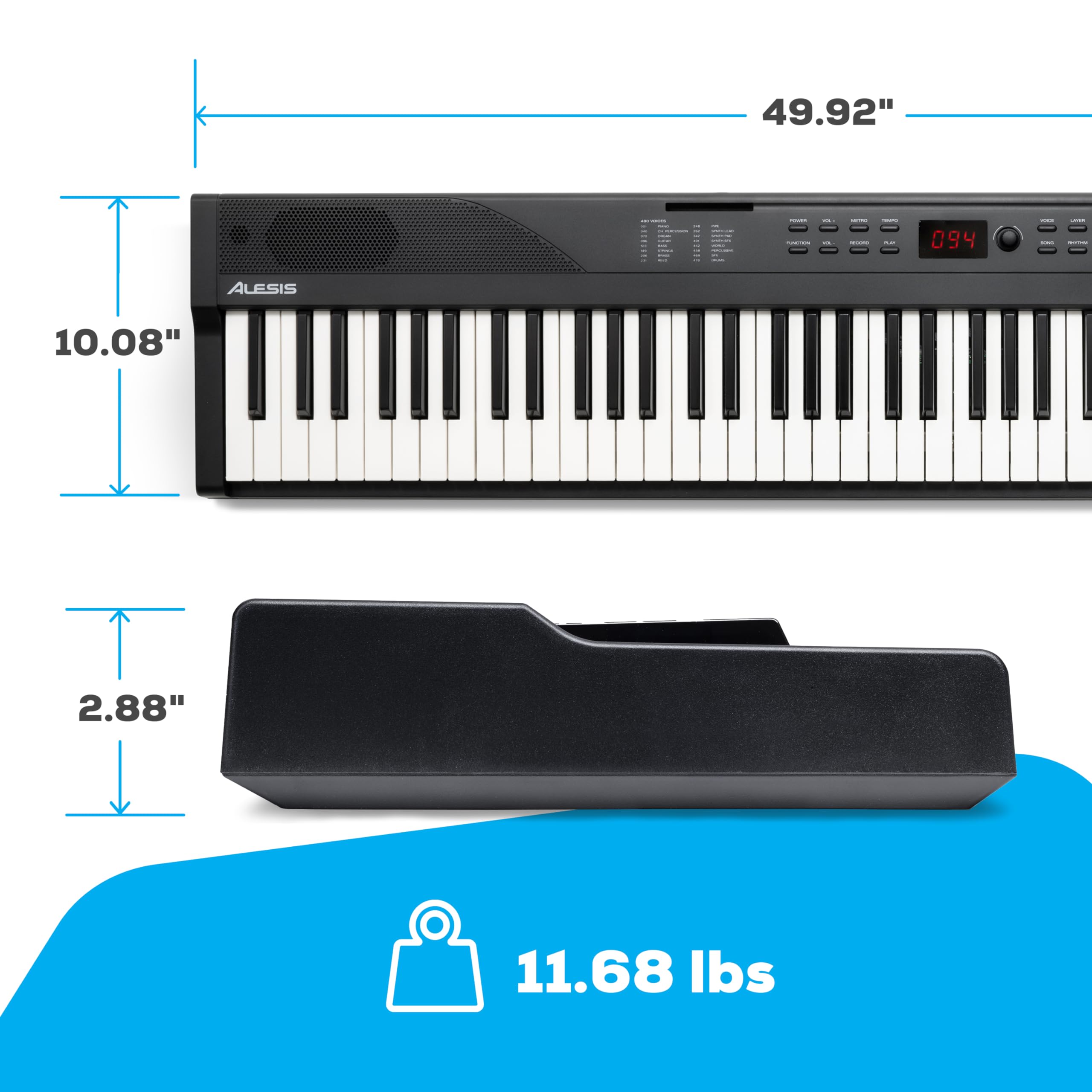 Foto 7 | Teclado Y Piano Alesis De 88 Teclas Con 480 Sonidos, Altavoces Y Más - Venta Internacional.