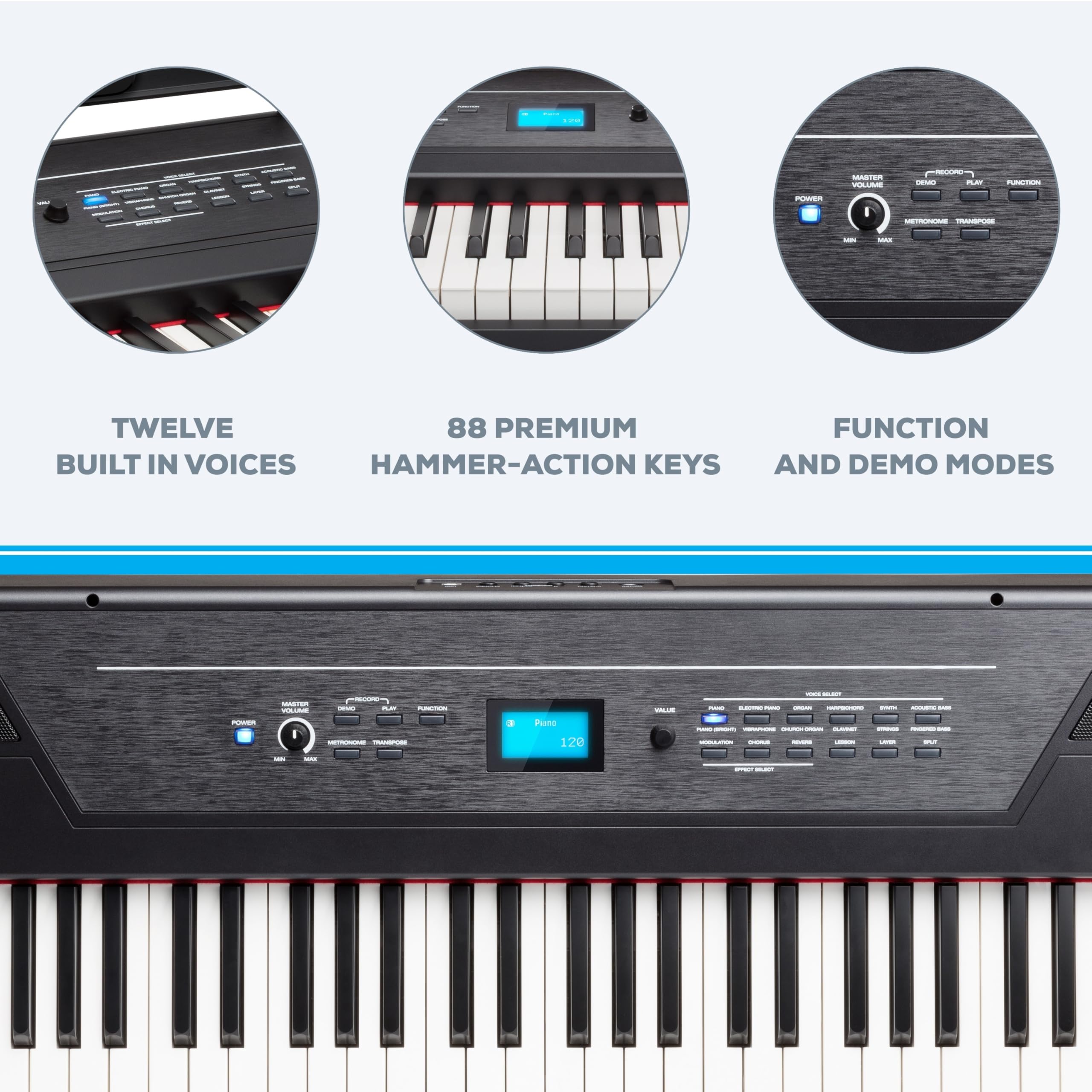 Foto 3 pulgar | Piano Digital Alesis Recital Pro De 88 Teclas Con Teclas Ponderadas - Venta Internacional.