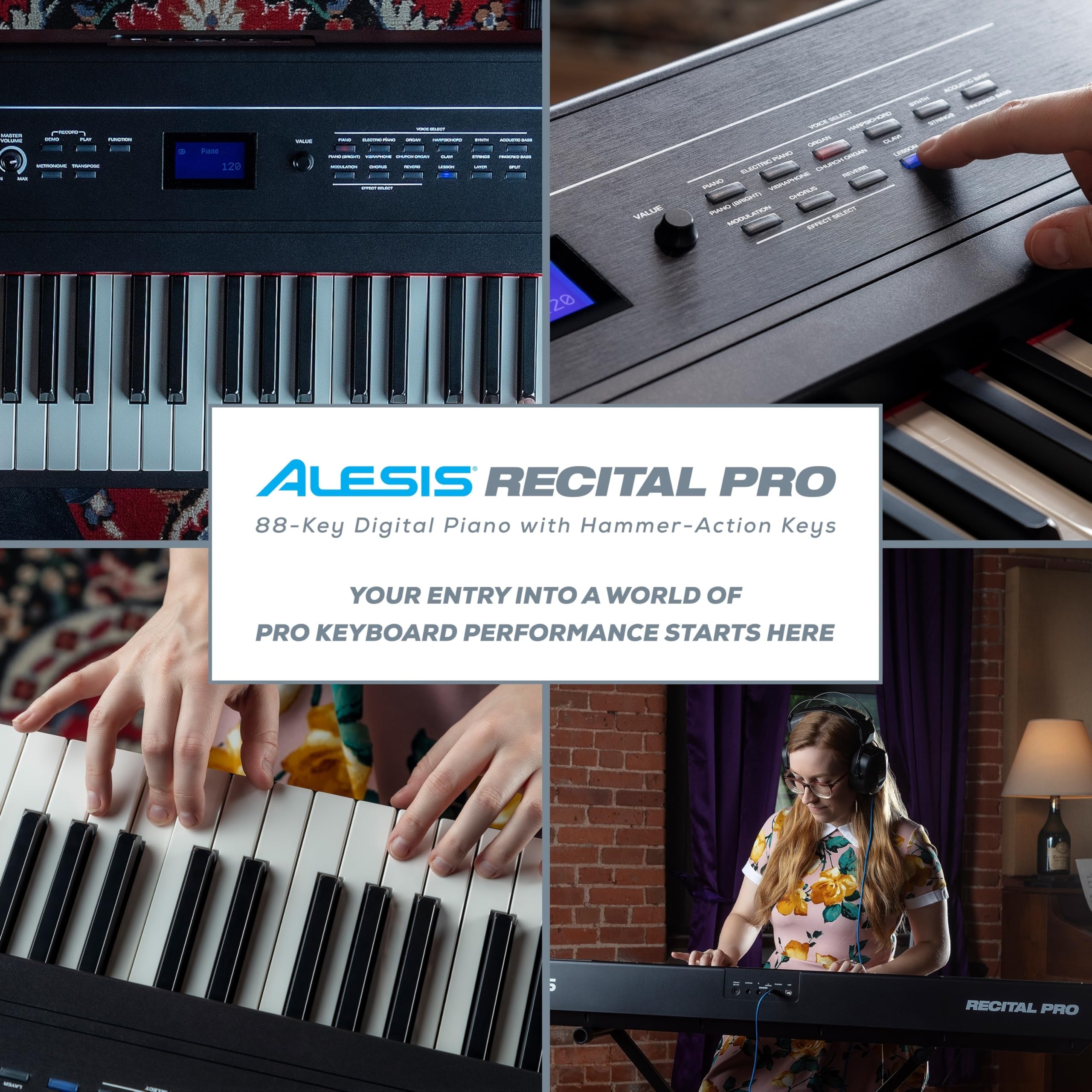 Foto 7 pulgar | Piano Digital Alesis Recital Pro De 88 Teclas Con Teclas Ponderadas - Venta Internacional.