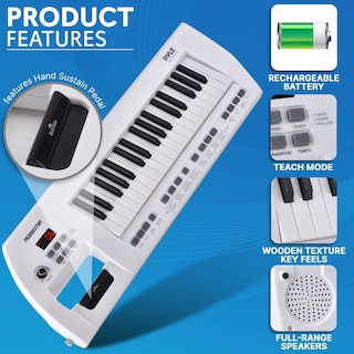 Foto 7 | Piano Eléctrico Pyle Pkbrd37wt De 37 Teclas Con Altavoces Y Micrófono, Color Blanco - Venta Internacional.