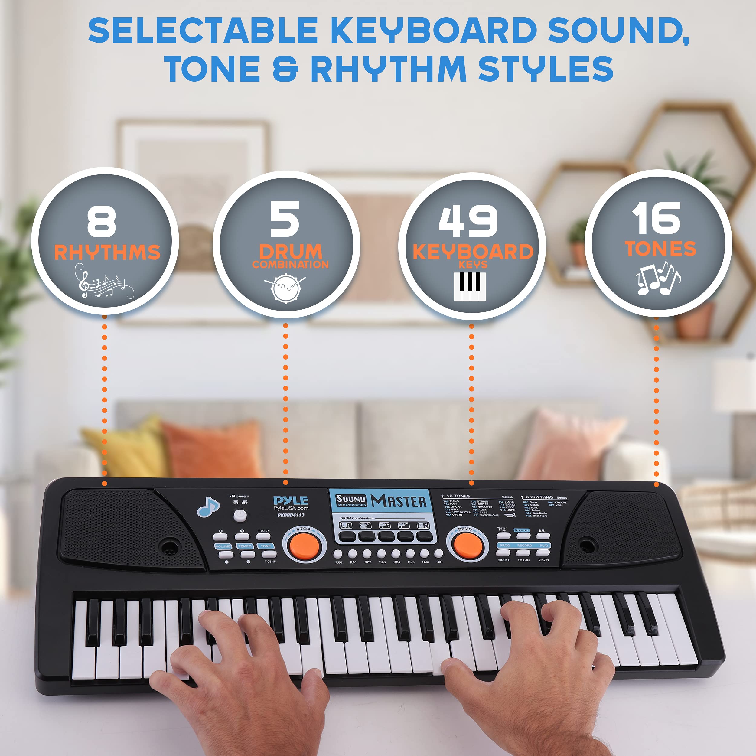 Foto 4 | Teclado Eléctrico Piano Pyle 49 Teclas Con Micrófono Y Recargable - Venta Internacional.