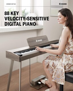 Foto 2 | Piano Digital Donner Ddp-60 De 88 Teclas Para Principiantes Con Soporte Gris - Venta Internacional.