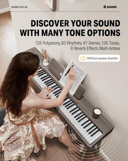 Foto 3 | Piano Digital Donner Ddp-60 De 88 Teclas Para Principiantes Con Soporte Gris - Venta Internacional.