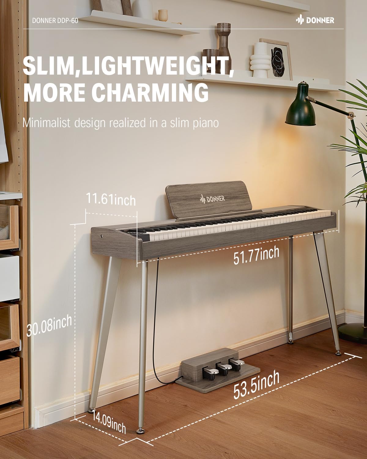 Foto 4 | Piano Digital Donner Ddp-60 De 88 Teclas Para Principiantes Con Soporte Gris - Venta Internacional.