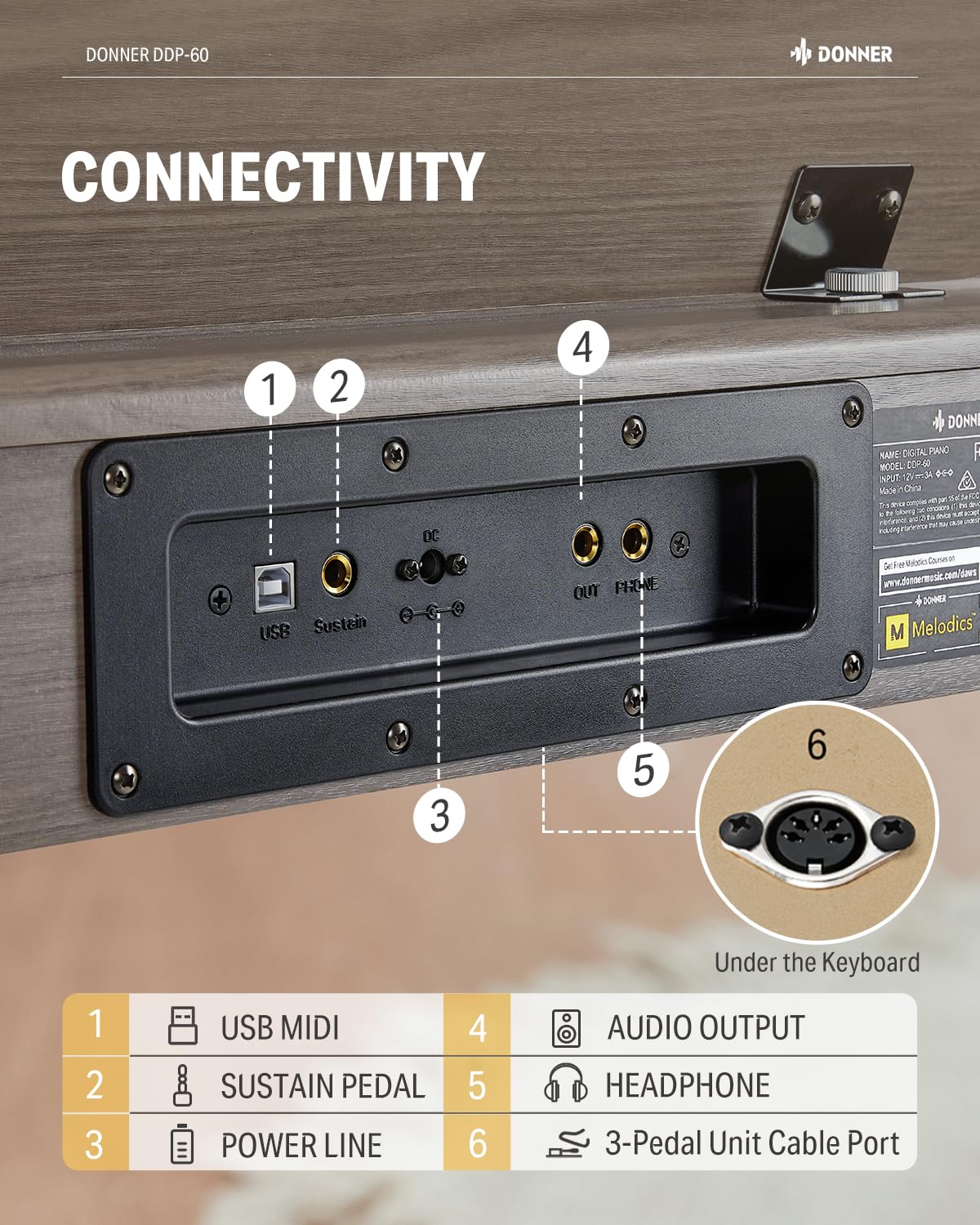 Foto 6 | Piano Digital Donner Ddp-60 De 88 Teclas Para Principiantes Con Soporte Gris - Venta Internacional.