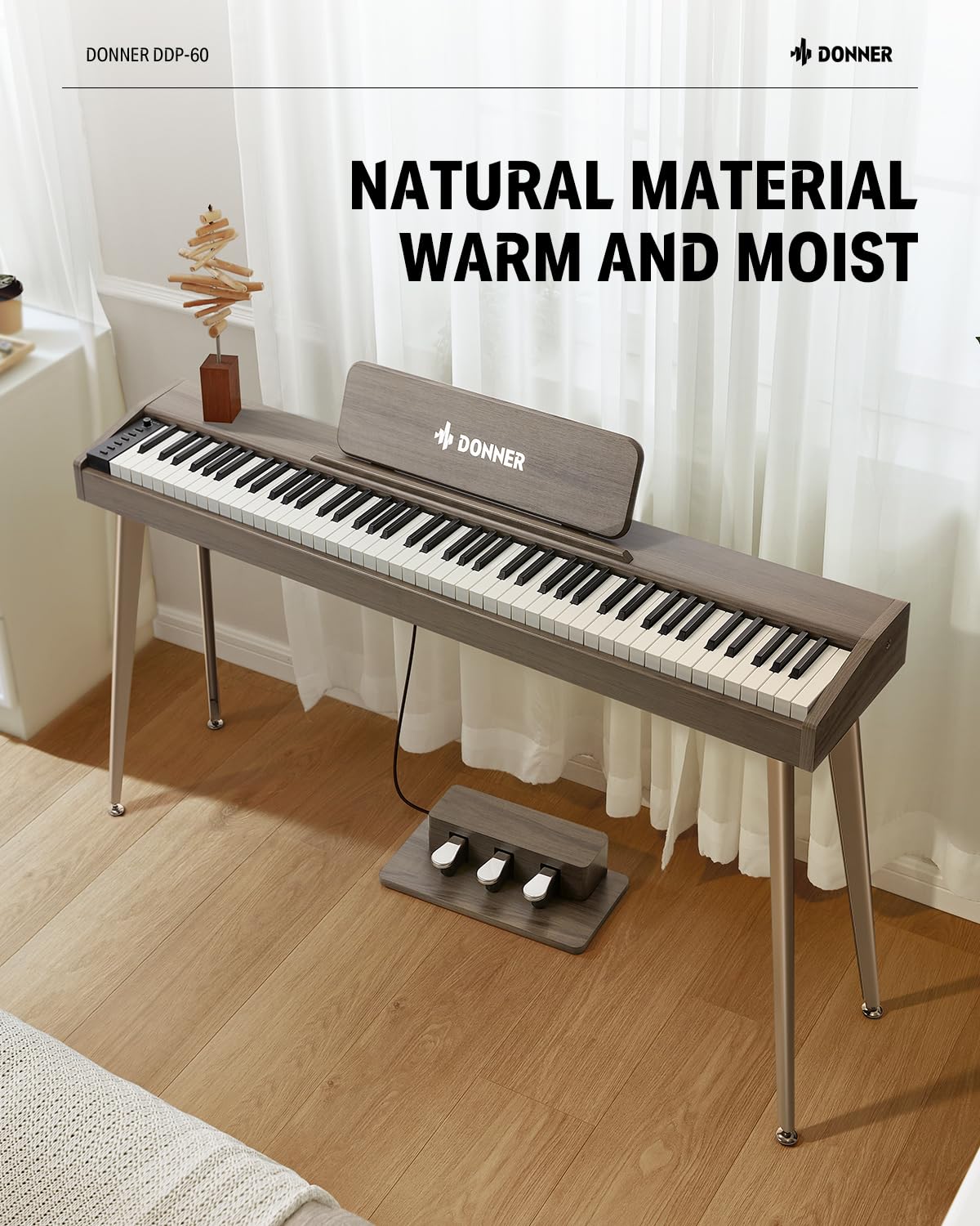 Foto 7 | Piano Digital Donner Ddp-60 De 88 Teclas Para Principiantes Con Soporte Gris - Venta Internacional.