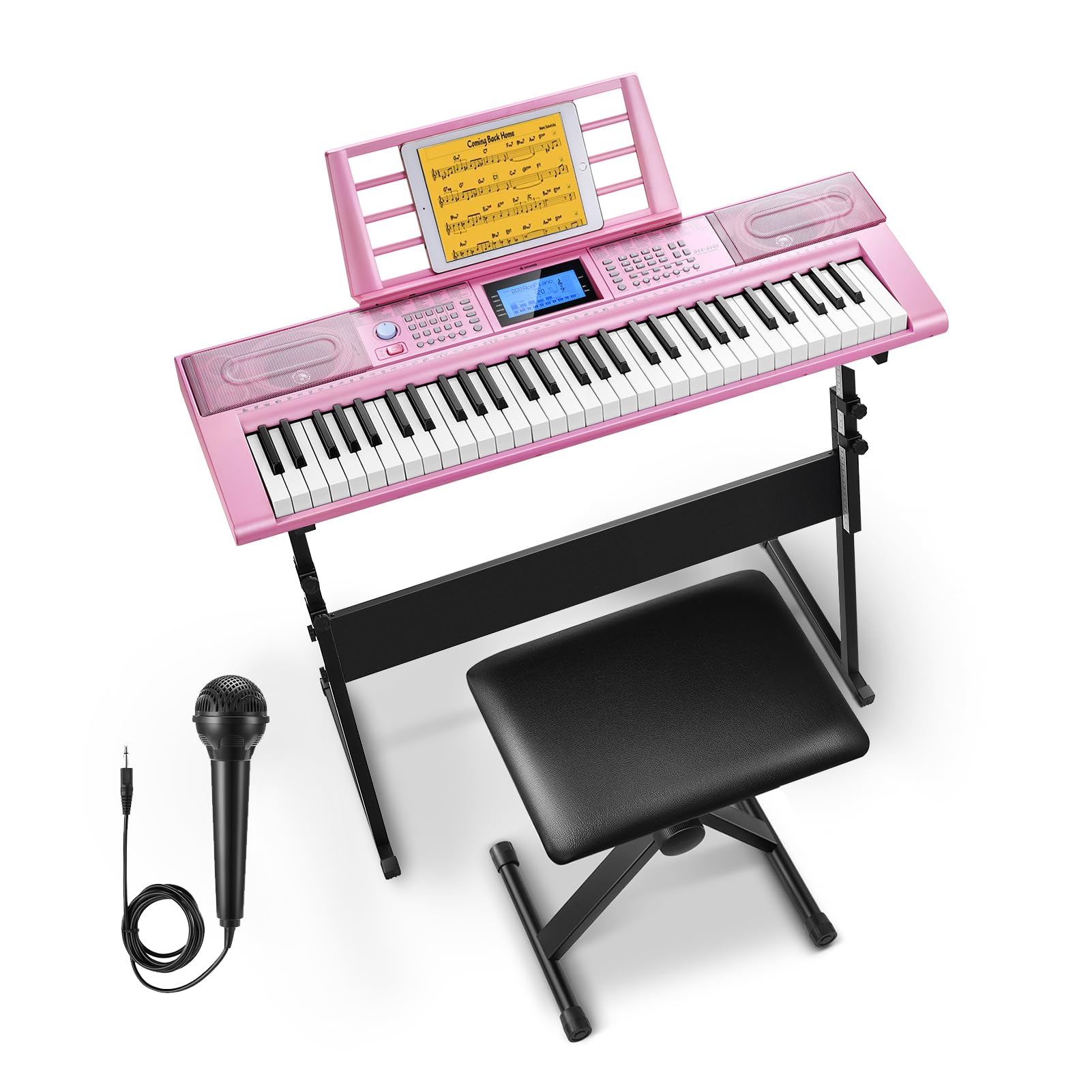 Foto 2 pulgar | Teclado Piano Donner Dek-610s De 61 Teclas Con Soporte, Taburete Rosa - Venta Internacional.