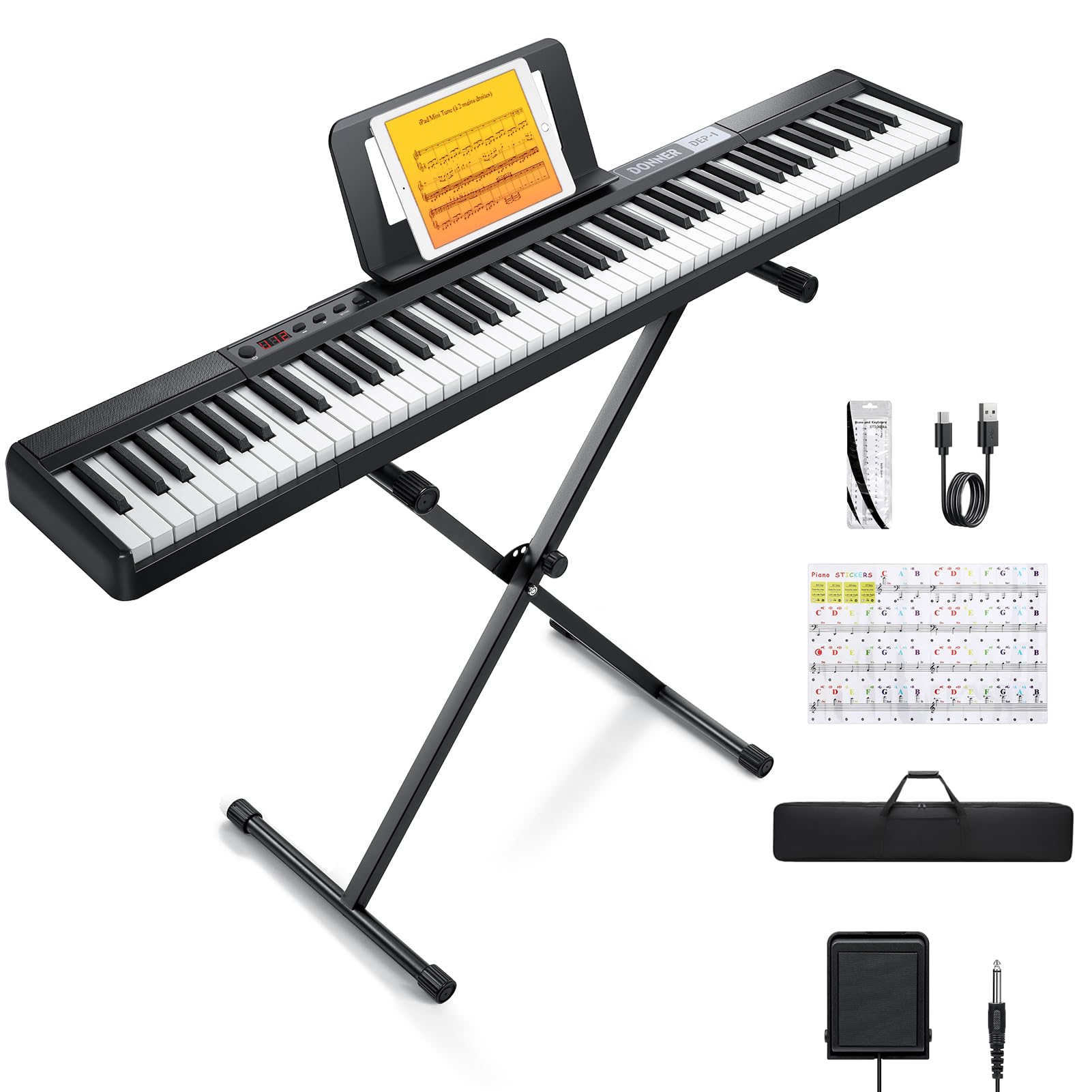 Foto 1 | Teclado De Piano Donner Dep-1 De 88 Teclas Con Soporte, Pedal Y Funda - Venta Internacional.