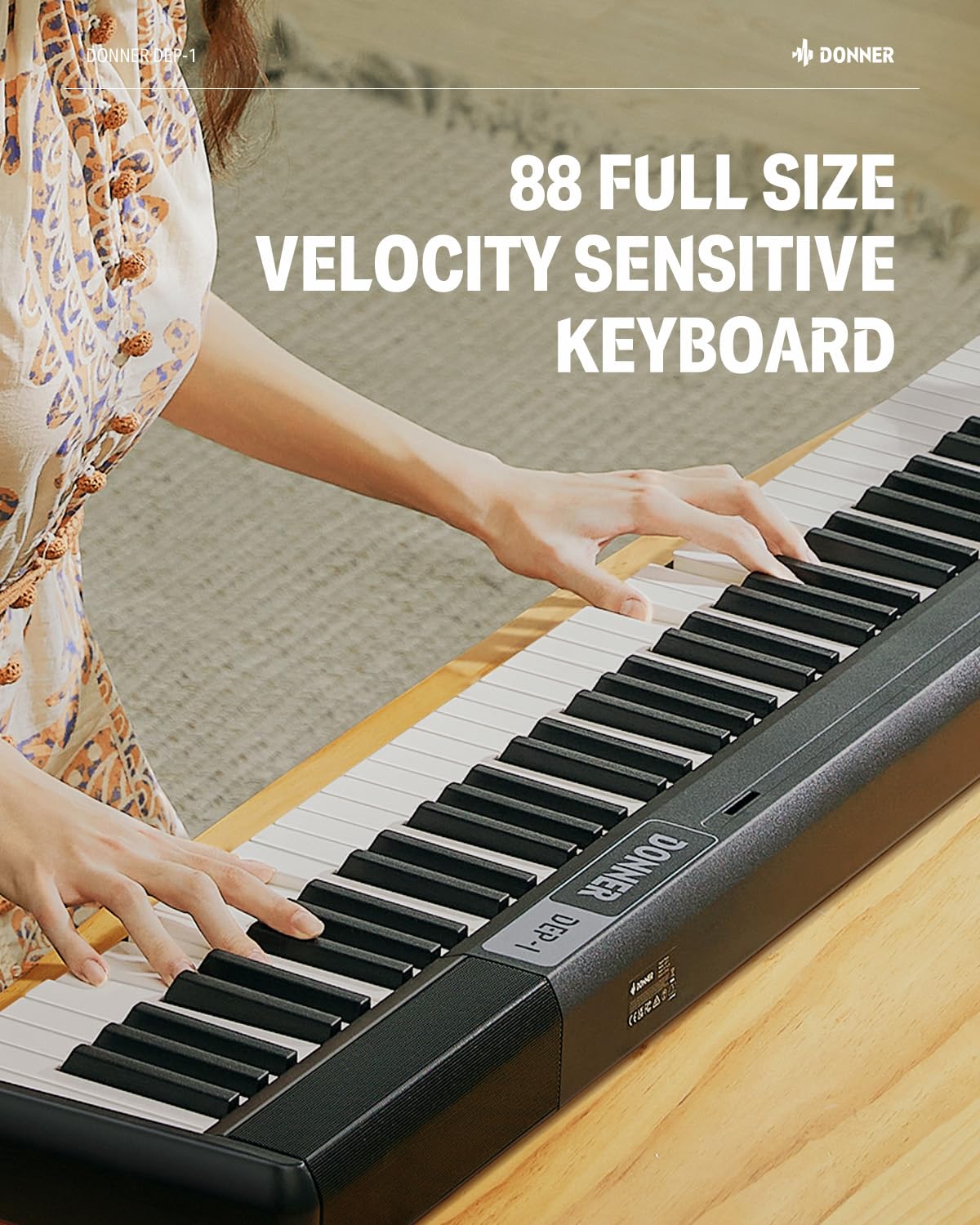 Foto 3 pulgar | Teclado De Piano Donner Dep-1 De 88 Teclas Con Soporte, Pedal Y Funda - Venta Internacional.