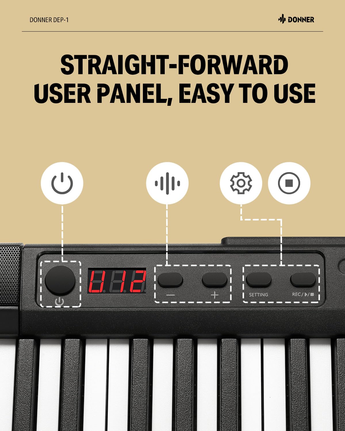 Foto 6 | Teclado De Piano Donner Dep-1 De 88 Teclas Con Soporte, Pedal Y Funda - Venta Internacional.
