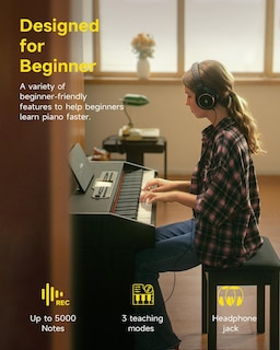 Foto 3 | Piano Digital Donner Ddp-95 De 88 Teclas Para Principiantes, Negro - Venta Internacional.