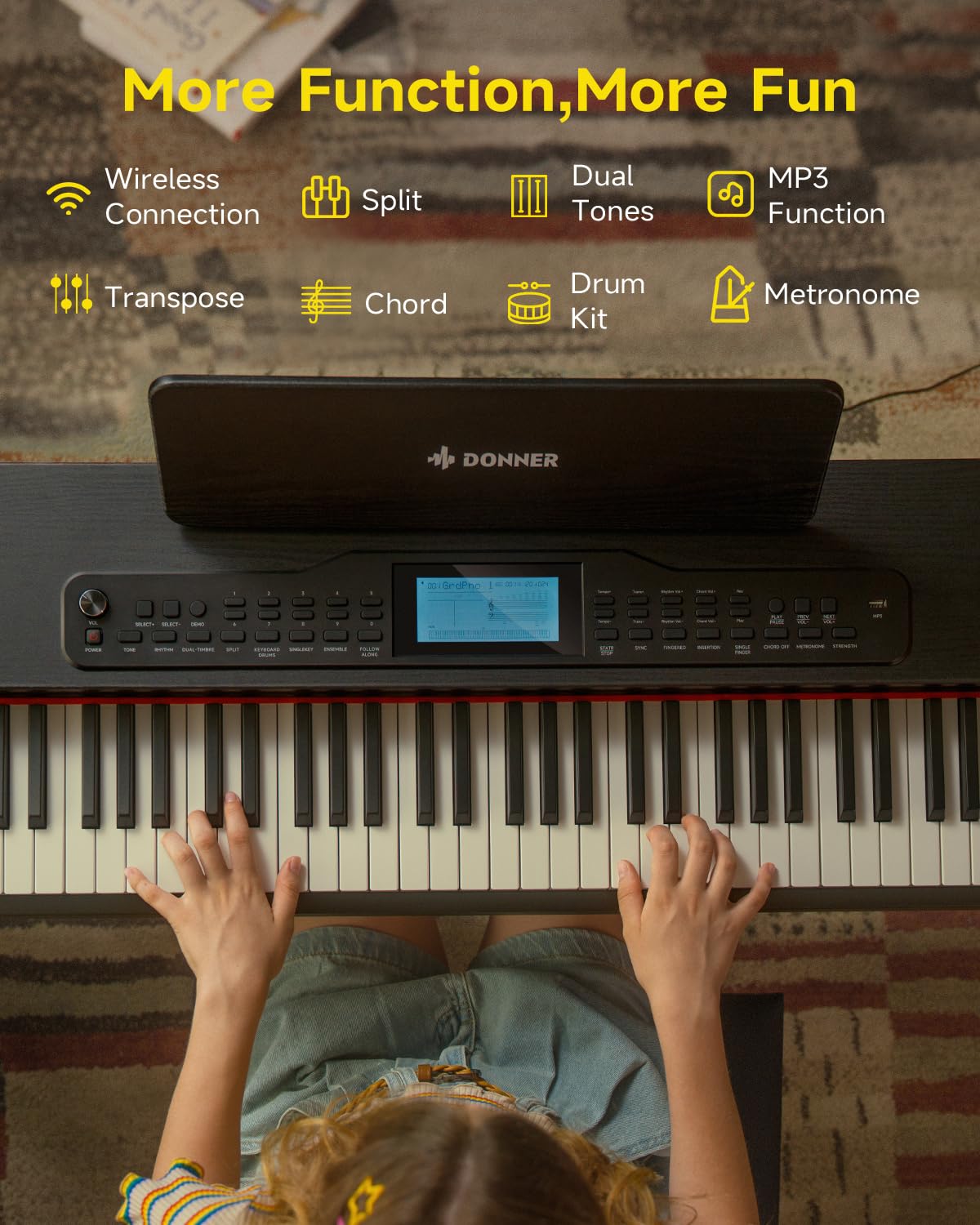 Foto 5 pulgar | Piano Digital Donner Ddp-95 De 88 Teclas Para Principiantes, Negro - Venta Internacional.