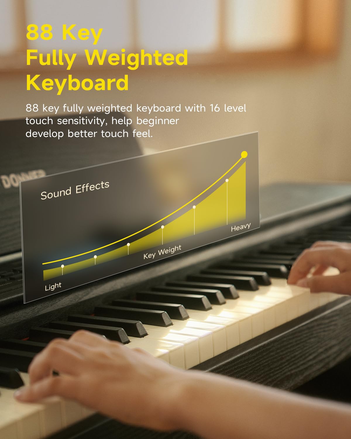 Foto 6 | Piano Digital Donner Ddp-95 De 88 Teclas Para Principiantes, Negro - Venta Internacional.