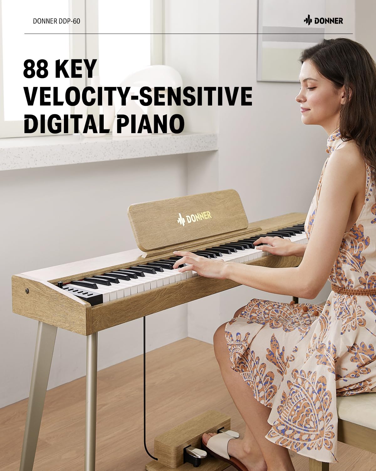 Foto 2 | Piano Digital Donner Ddp-60 De 88 Teclas Con Pedal Para Principiantes - Venta Internacional.