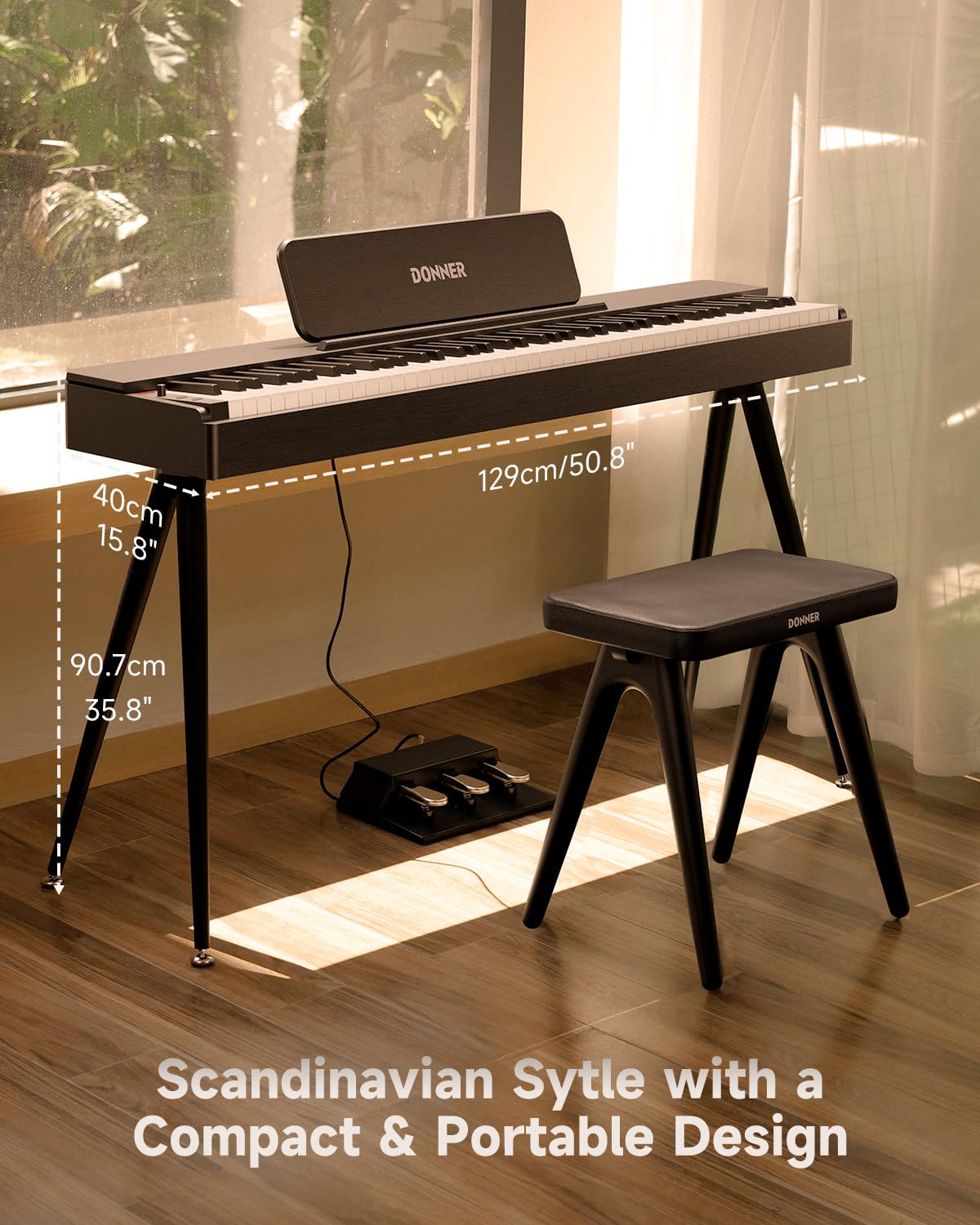 Foto 6 | Piano Digital Donner Oura S100 De 88 Teclas Para Principiantes, Color Negro - Venta Internacional.