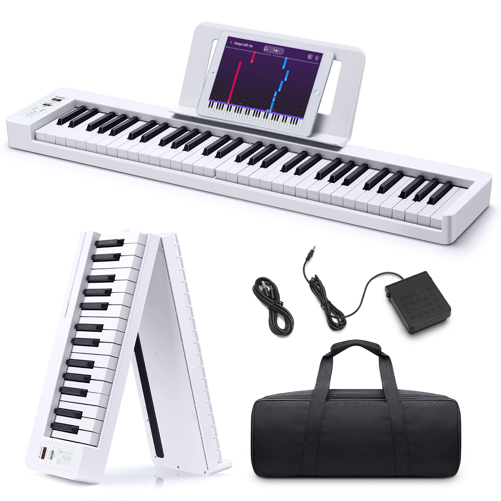 Foto 1 | Teclado Piano Donner Dp-06, 61 Teclas, Plegable, Bluetooth, Blanco - Venta Internacional.