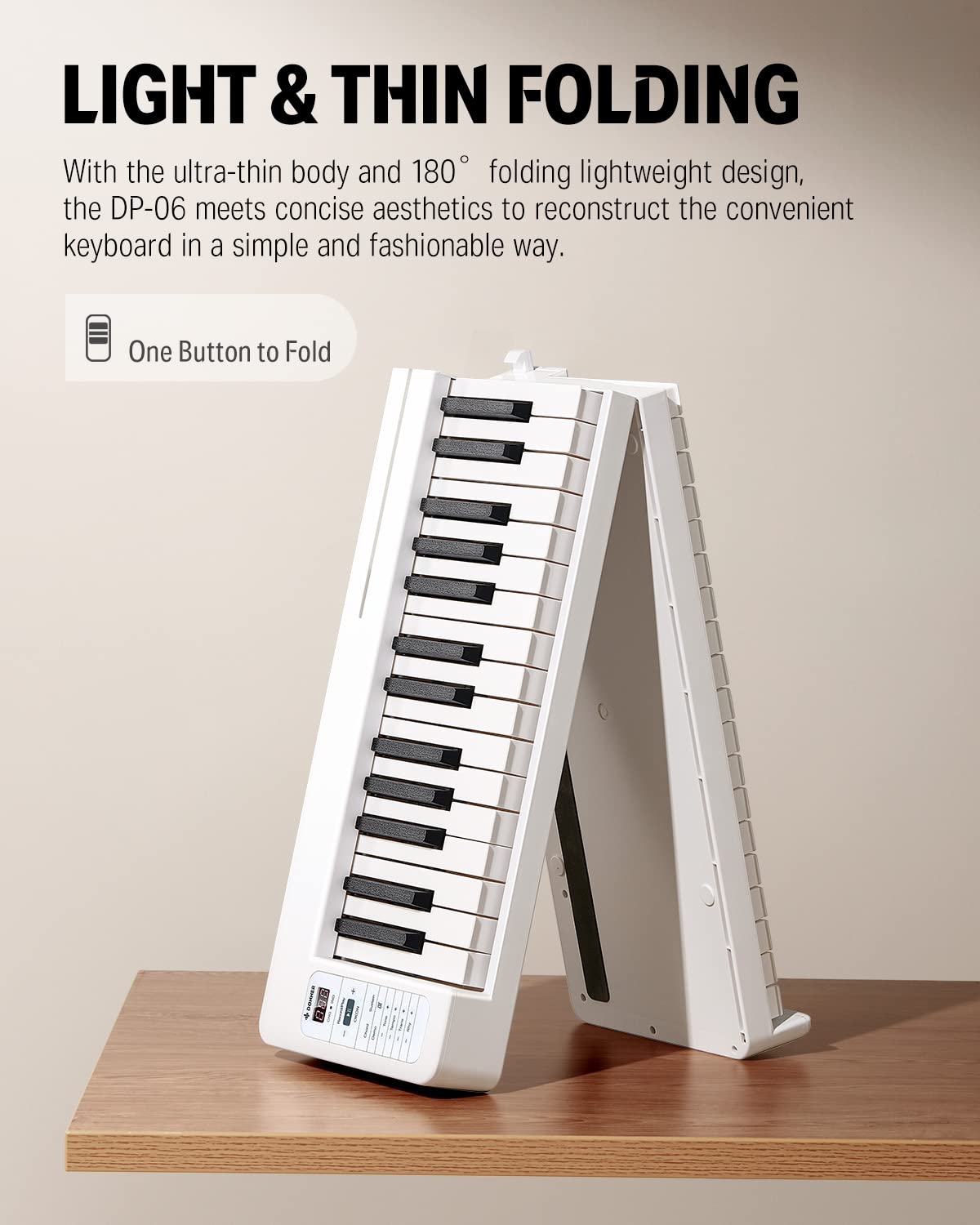 Foto 2 | Teclado Piano Donner Dp-06, 61 Teclas, Plegable, Bluetooth, Blanco - Venta Internacional.