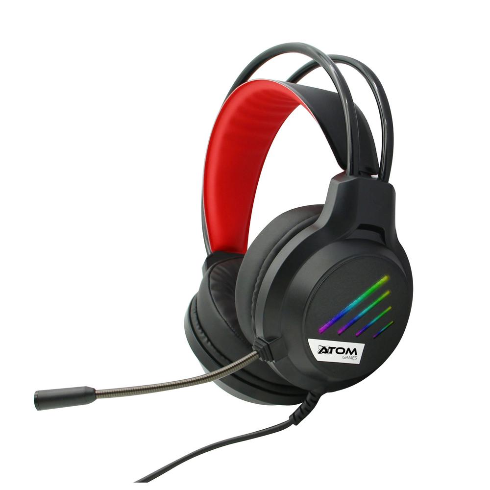 Auriculares Atom Games AGNSWO-001D con Cable Y Micrófono color Rojo