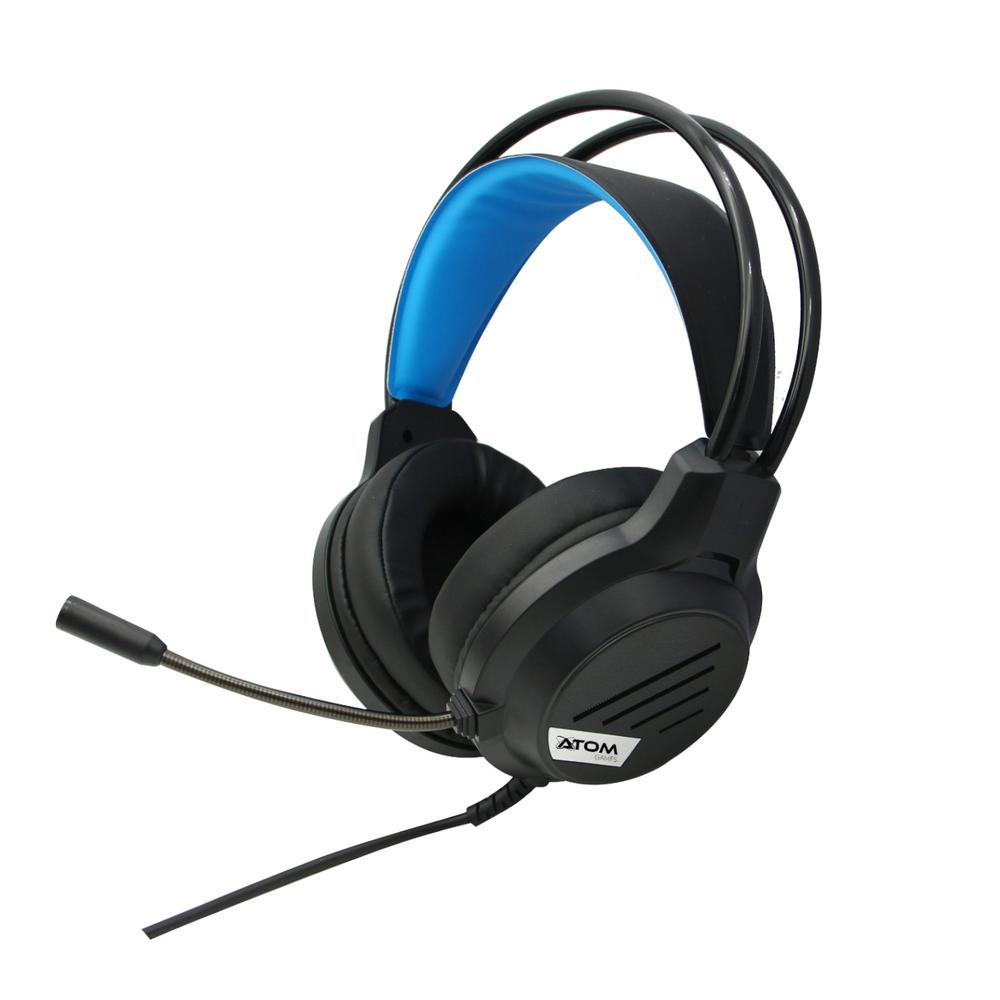 Auriculares Atom Games Con Cable Y Micrófono Azul