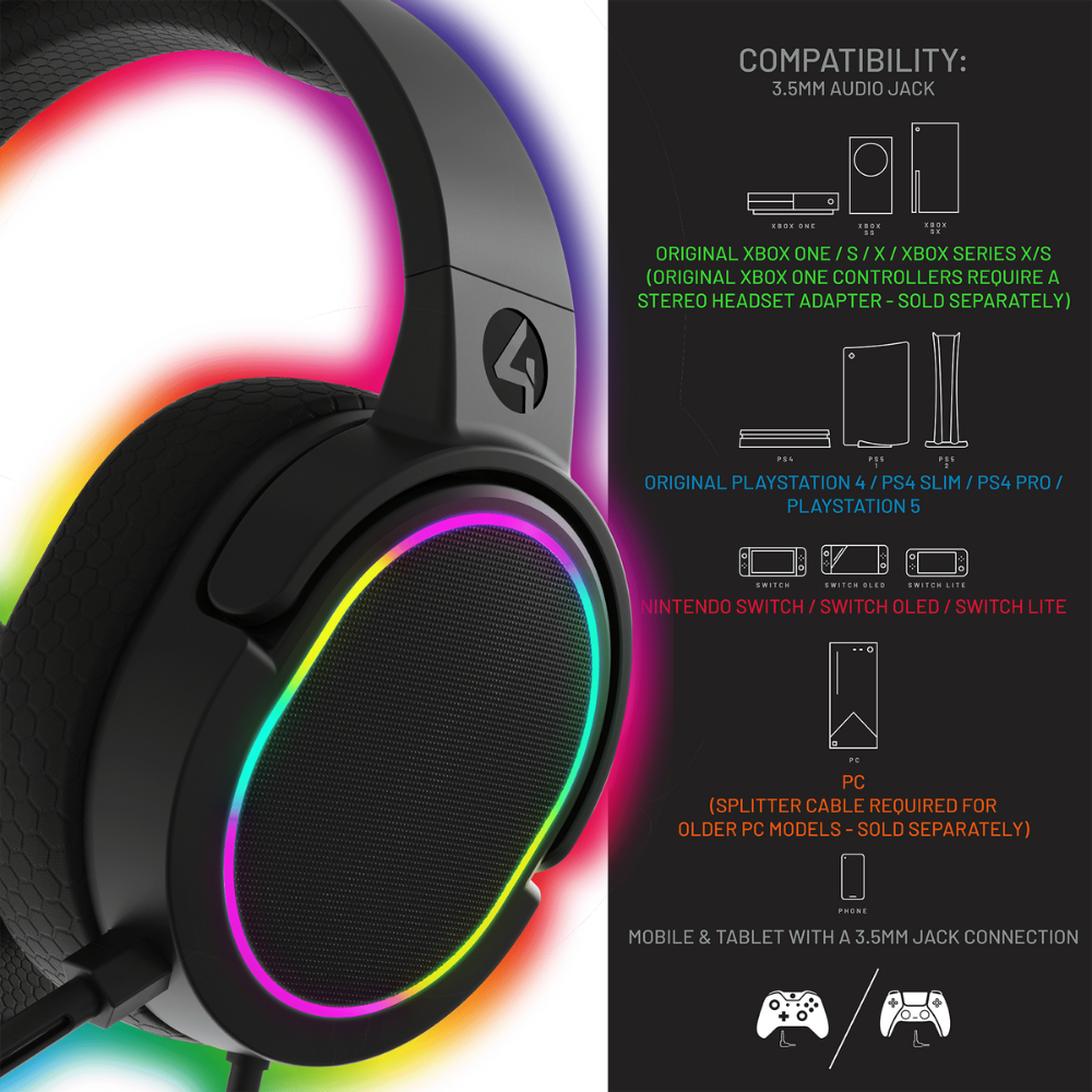 Foto 5 pulgar | Audífonos Gamer 4gamers Panther Headset: Para Ps4/ps5, Xbox, Switch, Pc - Rgb/negro