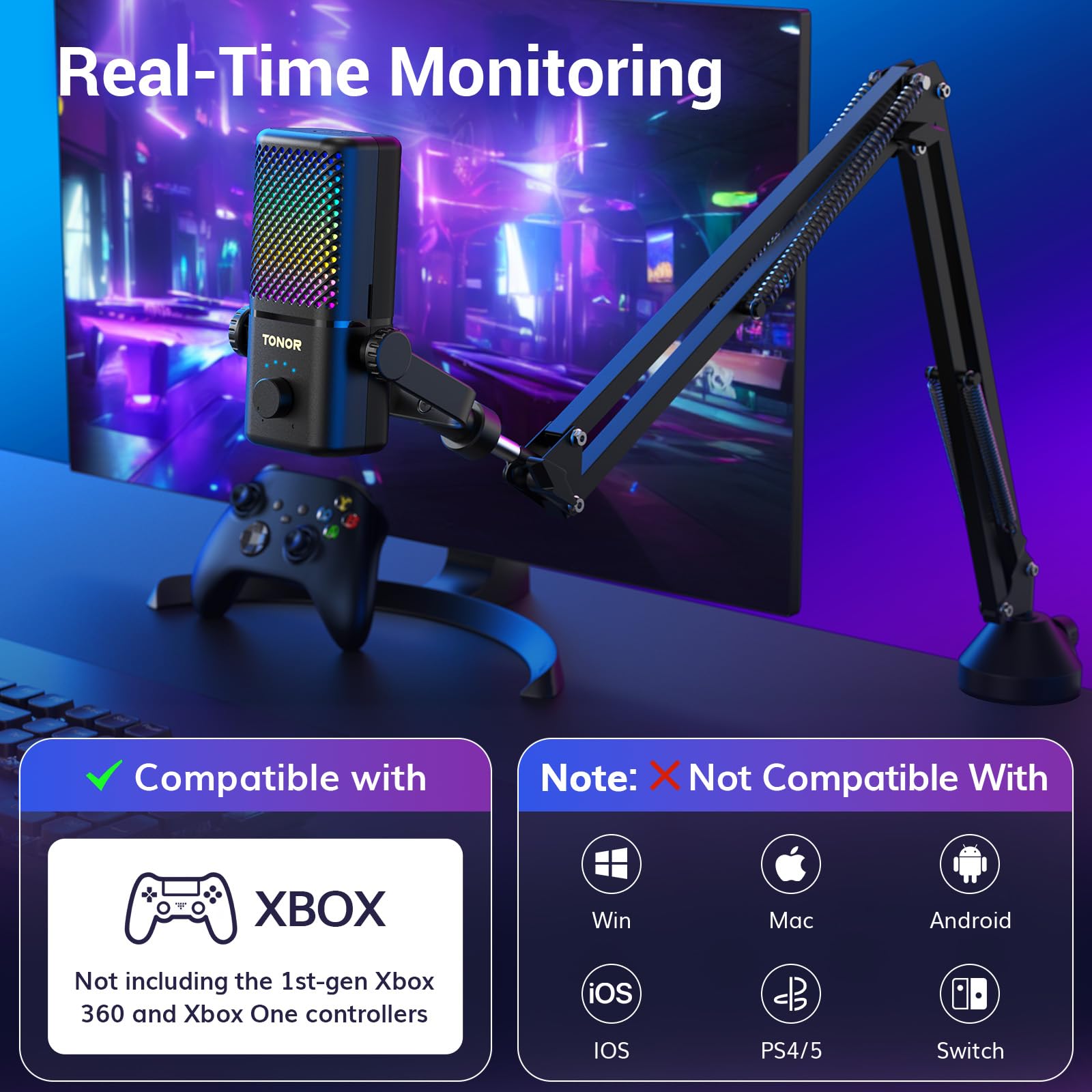 Foto 3 pulgar | Micrófono Para Juegos Tonor Tcx3+ Compatible Con Xbox Con Rgb Y 30h Bat - Venta Internacional.