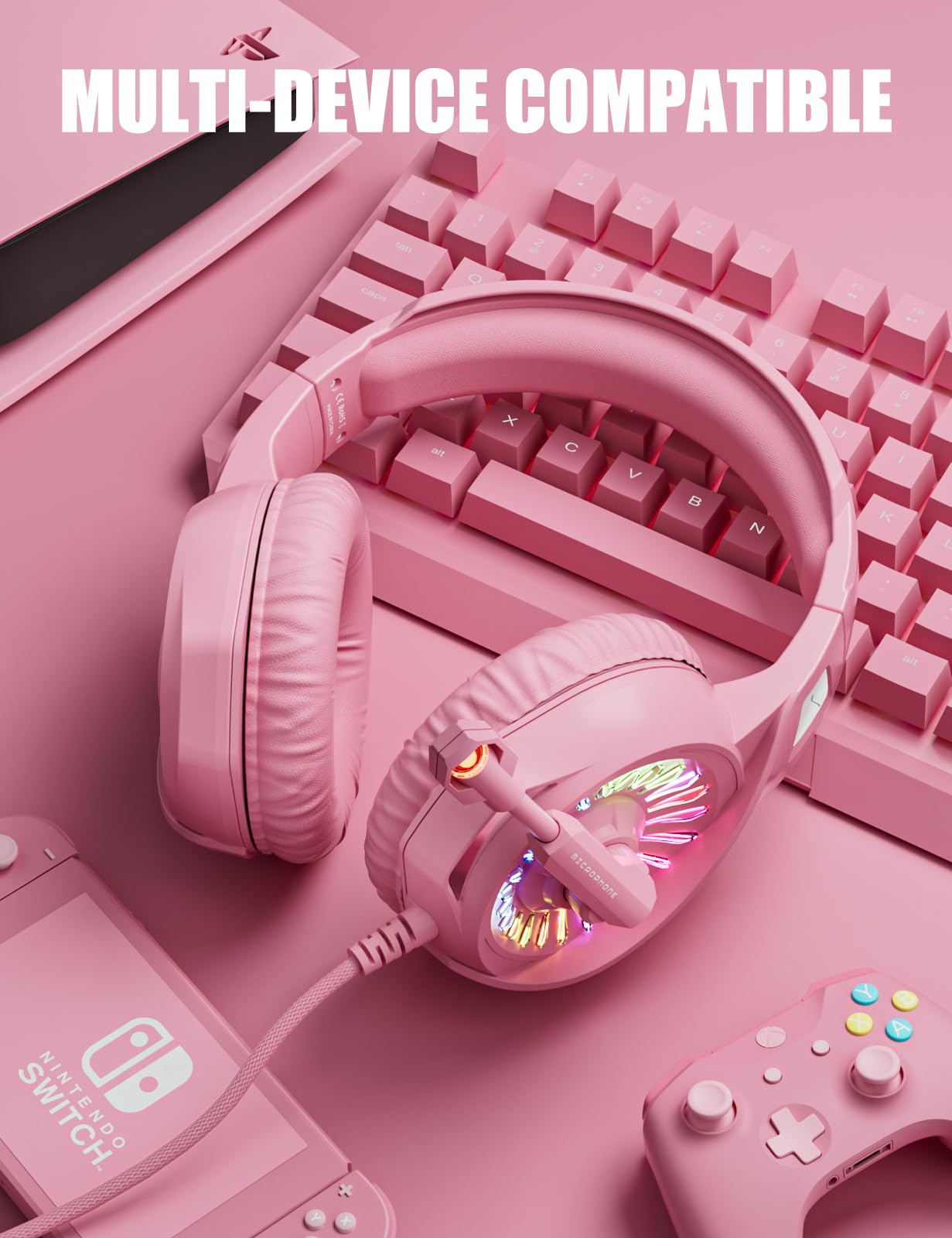 Foto 5 pulgar | Auriculares Para Juegos Ziumier Z20 Pink Con Micrófono Para Ps4 Ps5 Xbox - Venta Internacional.