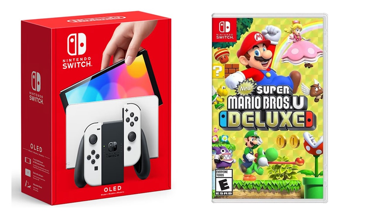 Consola Nintendo Switch Oled Blanco 64GB y Juego Super Mario Deluxe