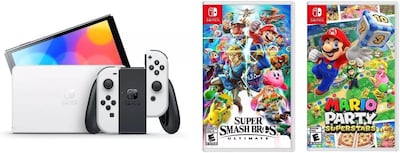 Foto 2 | Consola Nintendo Switch Oled 64gb Blanco + Juegos Super Smash Bros Ultimate Standard Editio